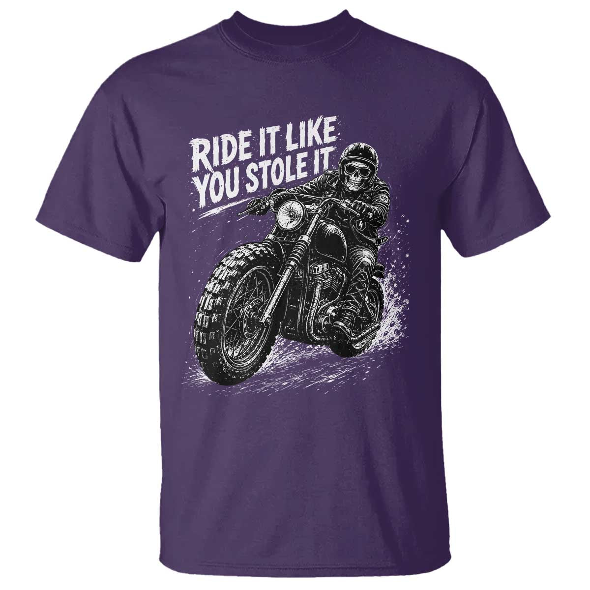 Ride It Like You Stole It Skeleton Rider Vintage Motorcycle Graphic T Shirt Biker Enthusiasts