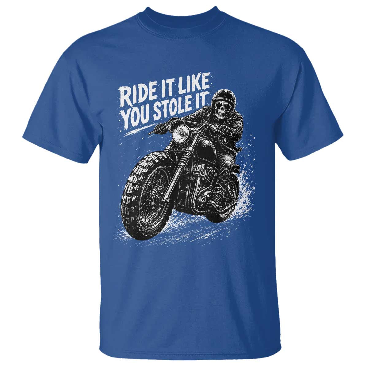 Ride It Like You Stole It Skeleton Rider Vintage Motorcycle Graphic T Shirt Biker Enthusiasts