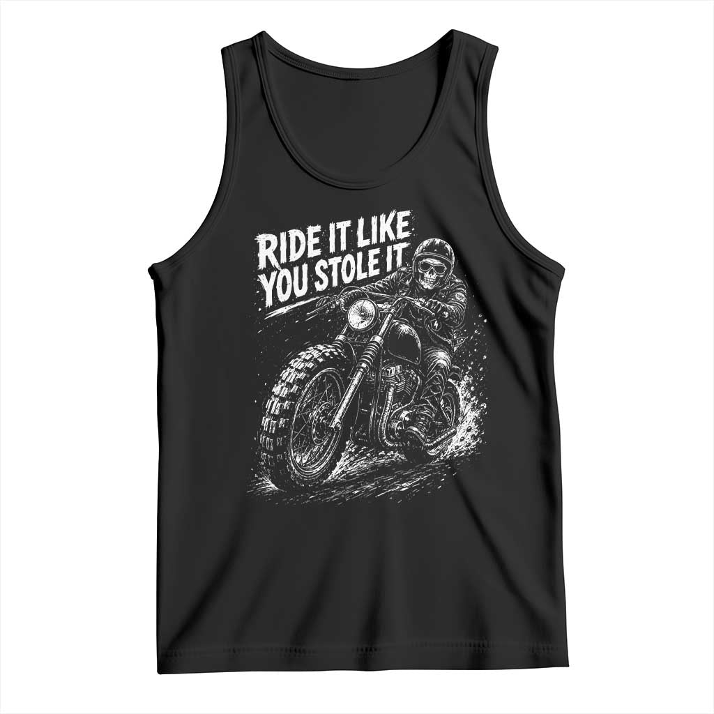 Ride It Like You Stole It Skeleton Rider Vintage Motorcycle Graphic Tank Top Biker Enthusiasts