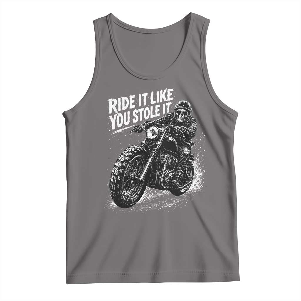 Ride It Like You Stole It Skeleton Rider Vintage Motorcycle Graphic Tank Top Biker Enthusiasts