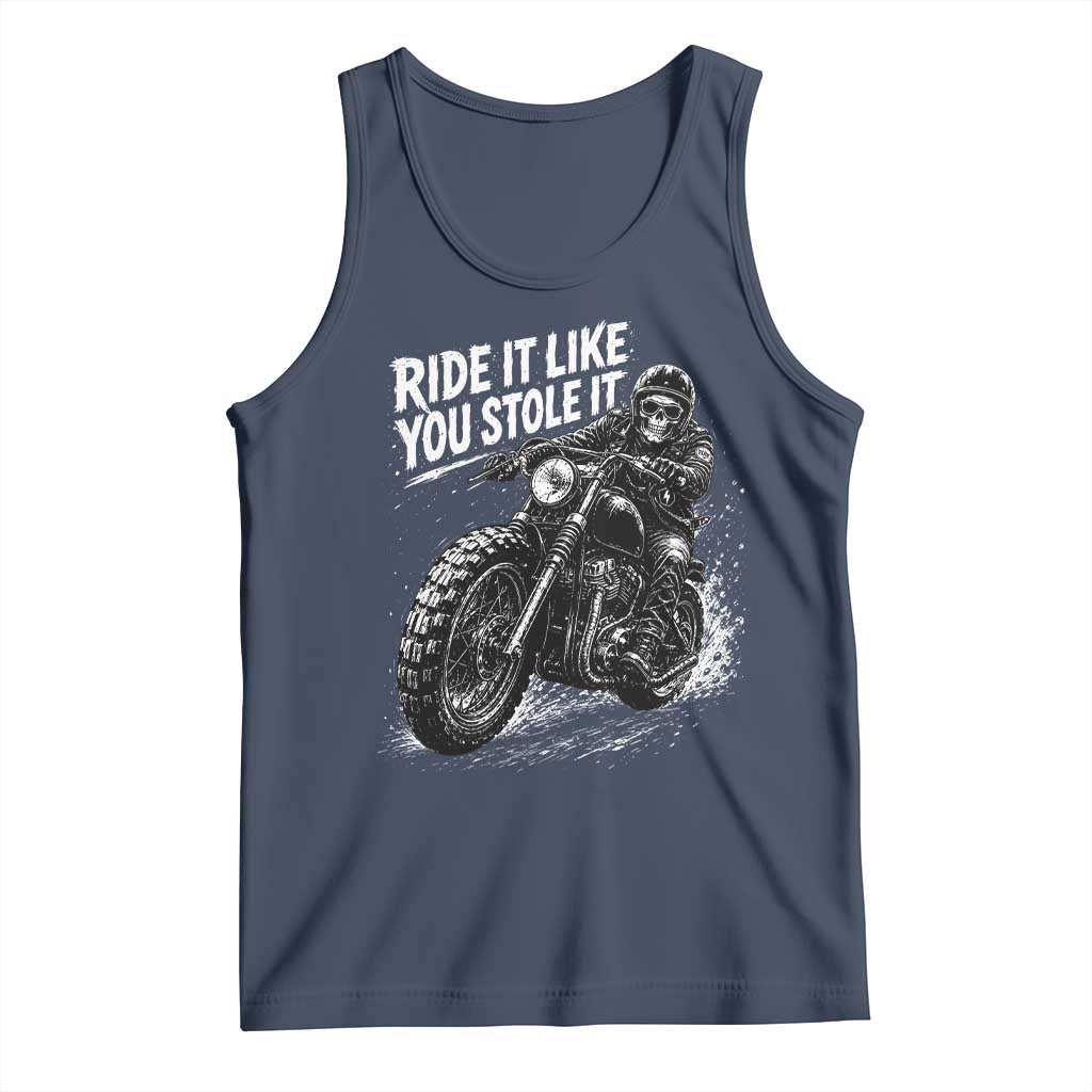 Ride It Like You Stole It Skeleton Rider Vintage Motorcycle Graphic Tank Top Biker Enthusiasts