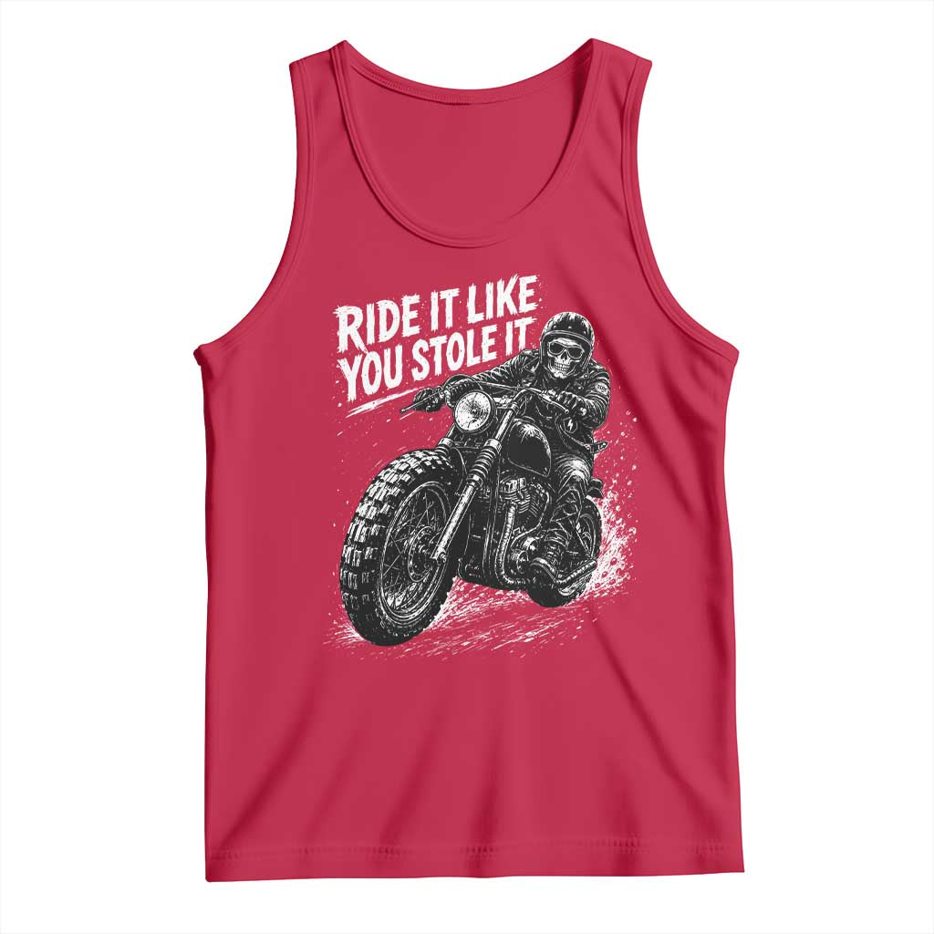 Ride It Like You Stole It Skeleton Rider Vintage Motorcycle Graphic Tank Top Biker Enthusiasts