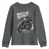 Ride It Like You Stole It Skeleton Rider Vintage Motorcycle Graphic Youth Sweatshirt Biker Enthusiasts