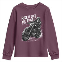 Ride It Like You Stole It Skeleton Rider Vintage Motorcycle Graphic Youth Sweatshirt Biker Enthusiasts