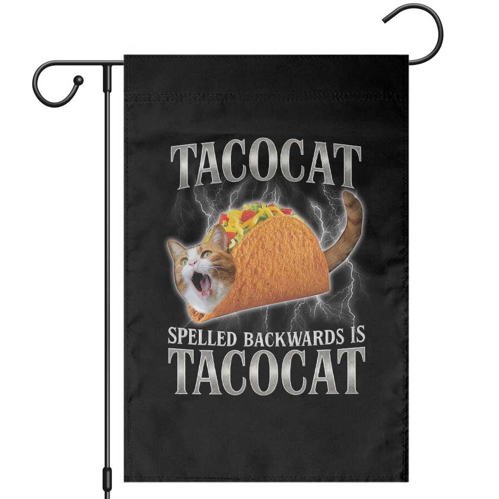 Tacocat Spelled Backwards Is Tacocat Garden Flag Funny Cat Gift 90s Bootleg - Wonder Print Shop