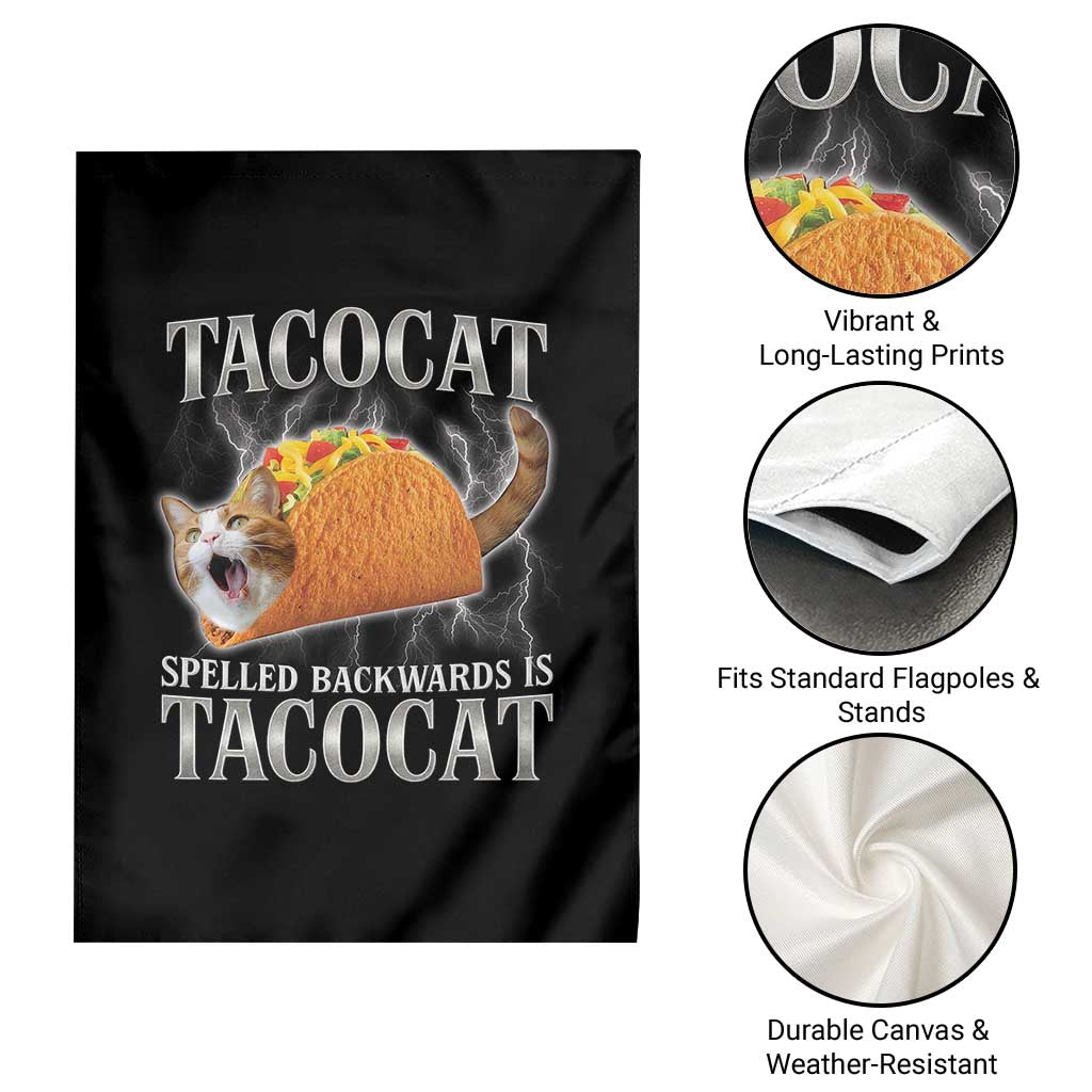 Tacocat Spelled Backwards Is Tacocat Garden Flag Funny Cat Gift 90s Bootleg - Wonder Print Shop