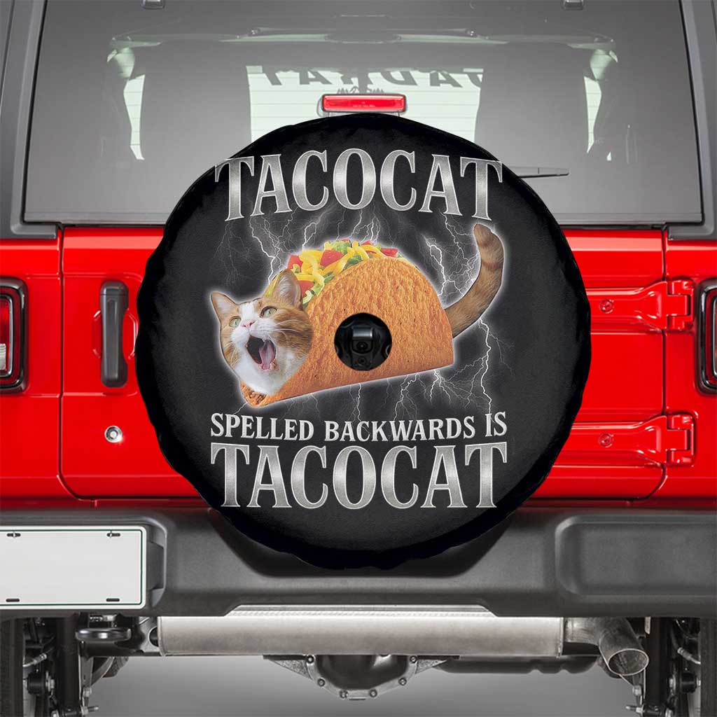Tacocat Spelled Backwards Is Tacocat Spare Tire Cover Funny Cat Gift 90s Bootleg - Wonder Print Shop