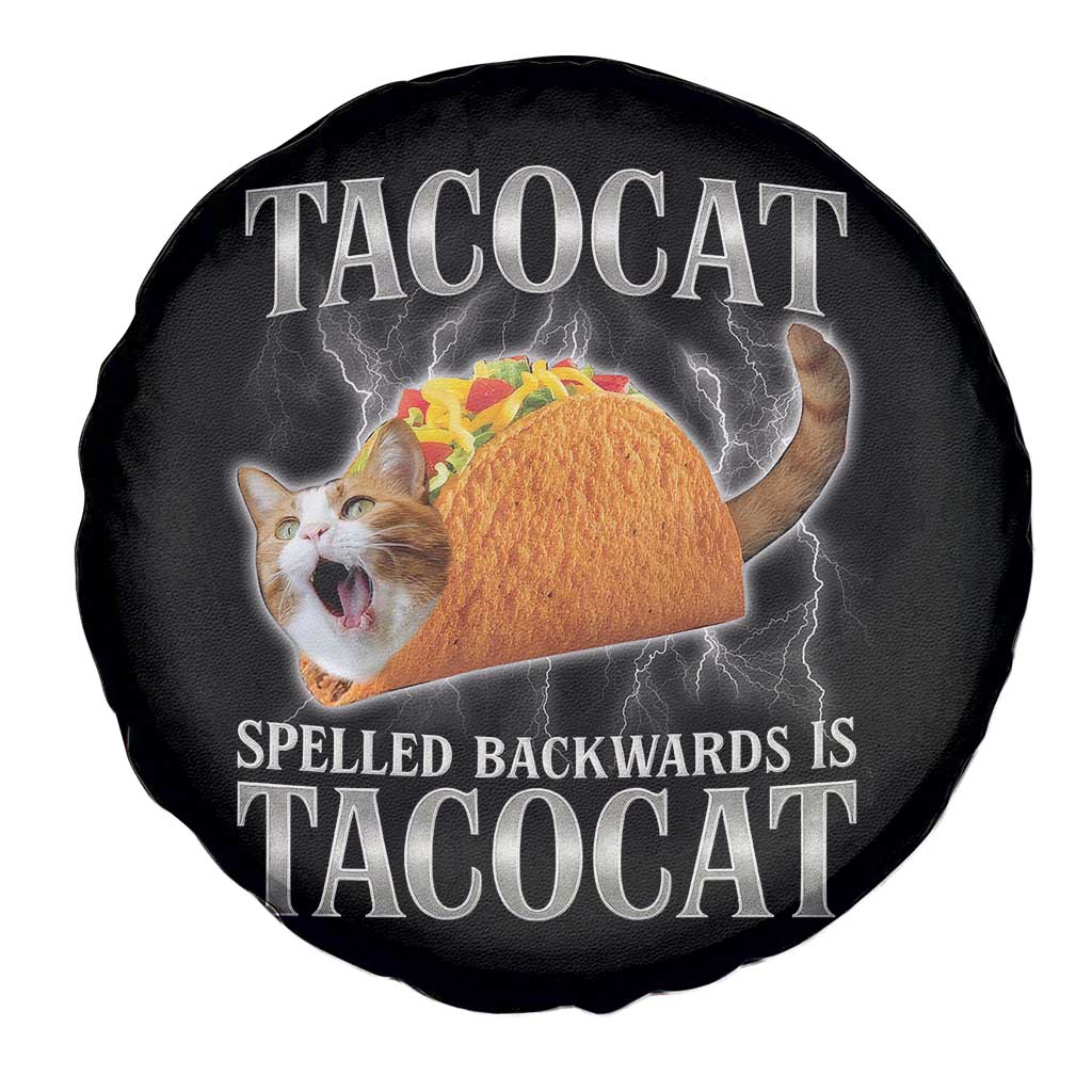 Tacocat Spelled Backwards Is Tacocat Spare Tire Cover Funny Cat Gift 90s Bootleg - Wonder Print Shop
