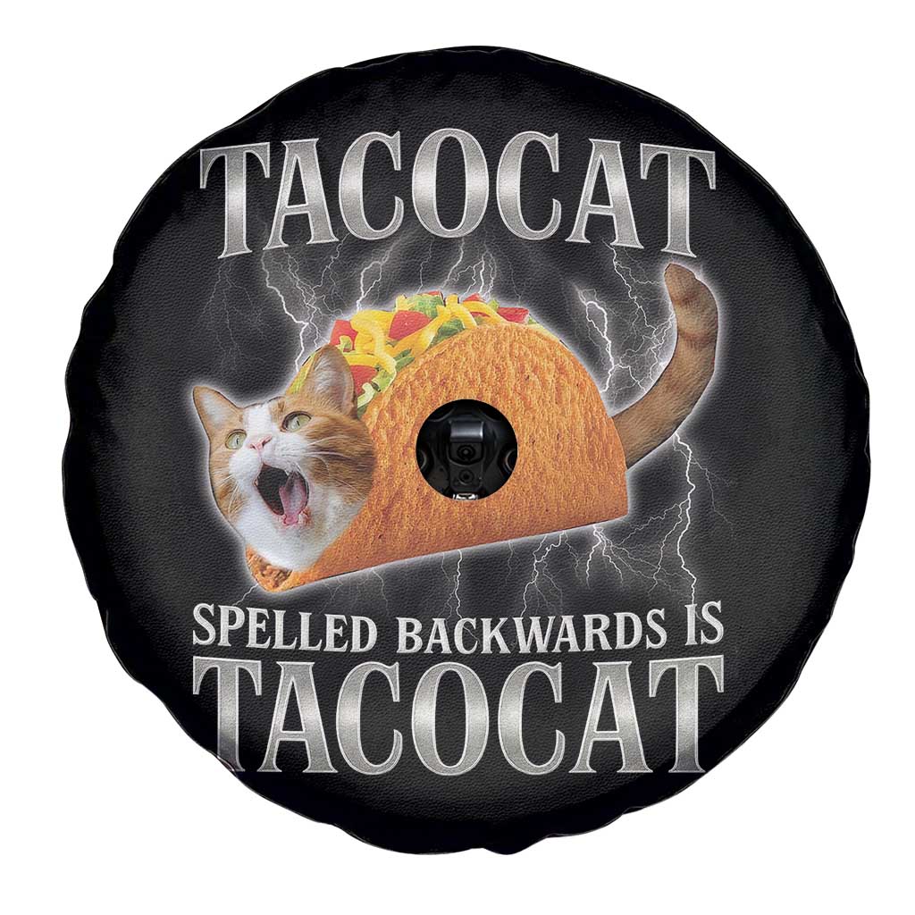 Tacocat Spelled Backwards Is Tacocat Spare Tire Cover Funny Cat Gift 90s Bootleg - Wonder Print Shop