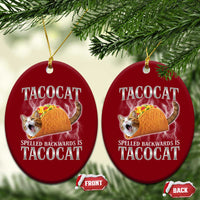 Tacocat Spelled Backwards Is Tacocat Ceramic Ornament Funny Cat Gift 90s Bootleg - Wonder Print Shop