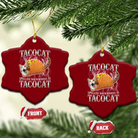 Tacocat Spelled Backwards Is Tacocat Ceramic Ornament Funny Cat Gift 90s Bootleg - Wonder Print Shop