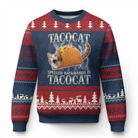 Tacocat Spelled Backwards Is Tacocat Ugly Christmas Sweater Funny Cat Gift 90s Bootleg - Wonder Print Shop