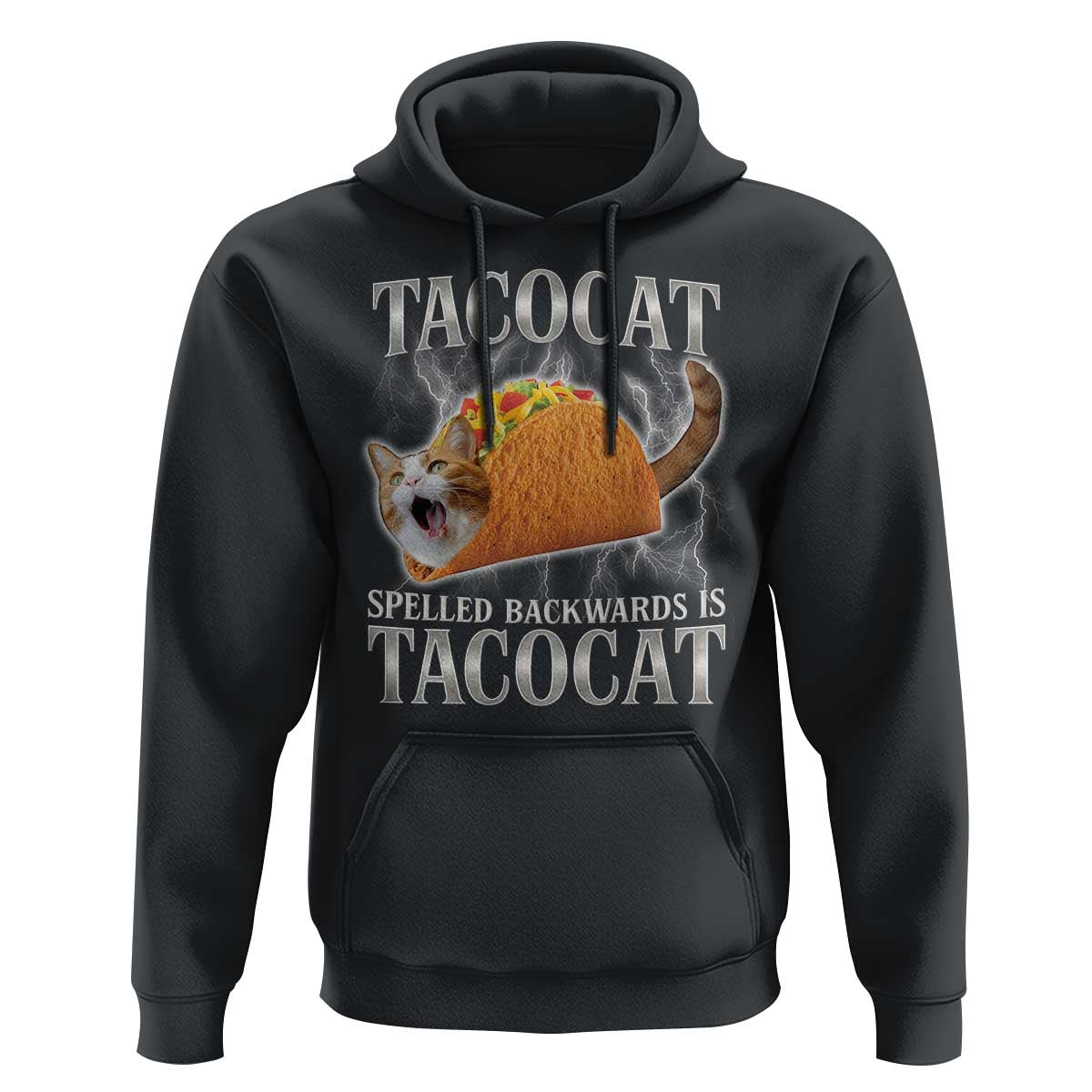 Tacocat Spelled Backwards Is Tacocat Hoodie Funny Cat Gift 90s Bootleg - Wonder Print Shop