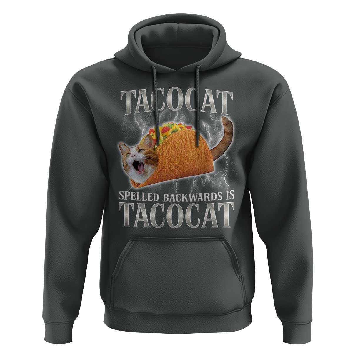 Tacocat Spelled Backwards Is Tacocat Hoodie Funny Cat Gift 90s Bootleg - Wonder Print Shop