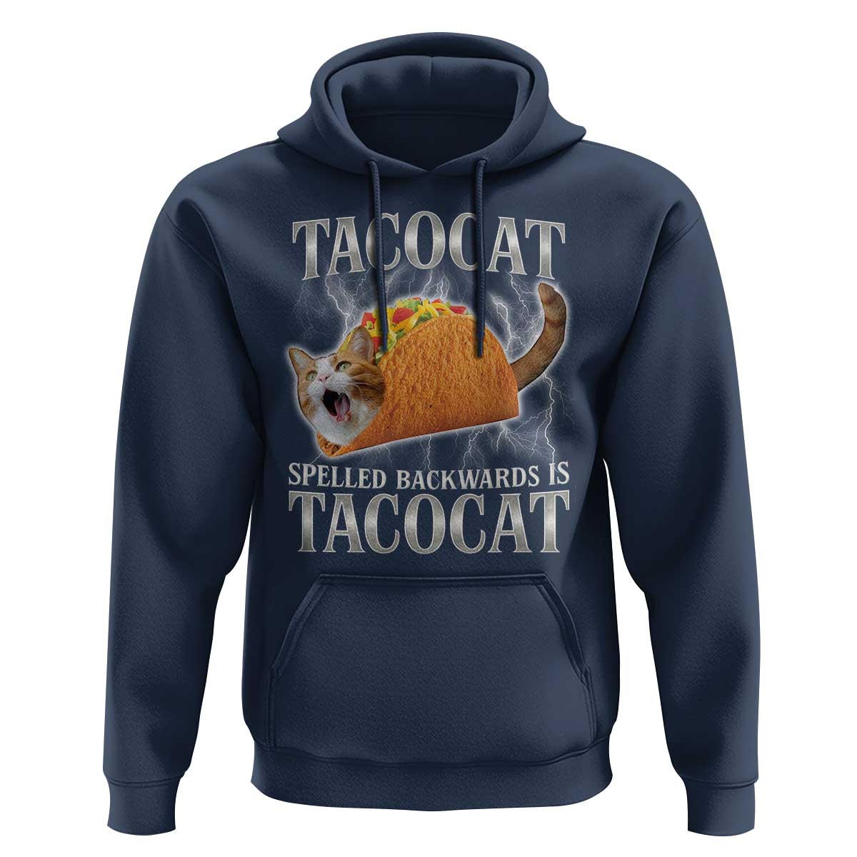 Tacocat Spelled Backwards Is Tacocat Hoodie Funny Cat Gift 90s Bootleg - Wonder Print Shop