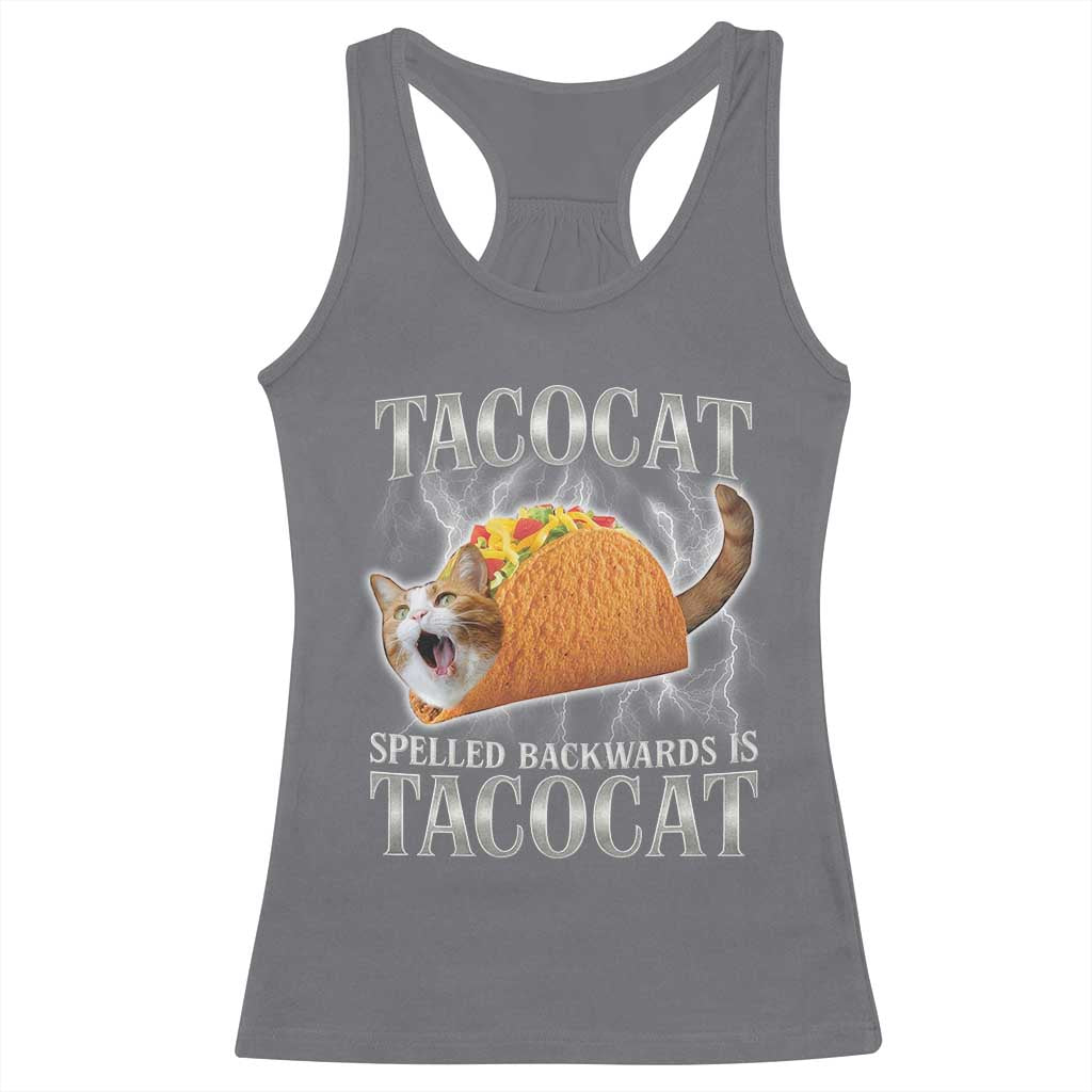 Tacocat Spelled Backwards Is Tacocat Racerback Tank Top Funny Cat Gift 90s Bootleg - Wonder Print Shop