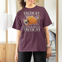 Tacocat Spelled Backwards Is Tacocat T Shirt For Women Funny Cat Gift 90s Bootleg - Wonder Print Shop
