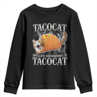 Tacocat Spelled Backwards Is Tacocat Youth Sweatshirt Funny Cat Gift 90s Bootleg - Wonder Print Shop