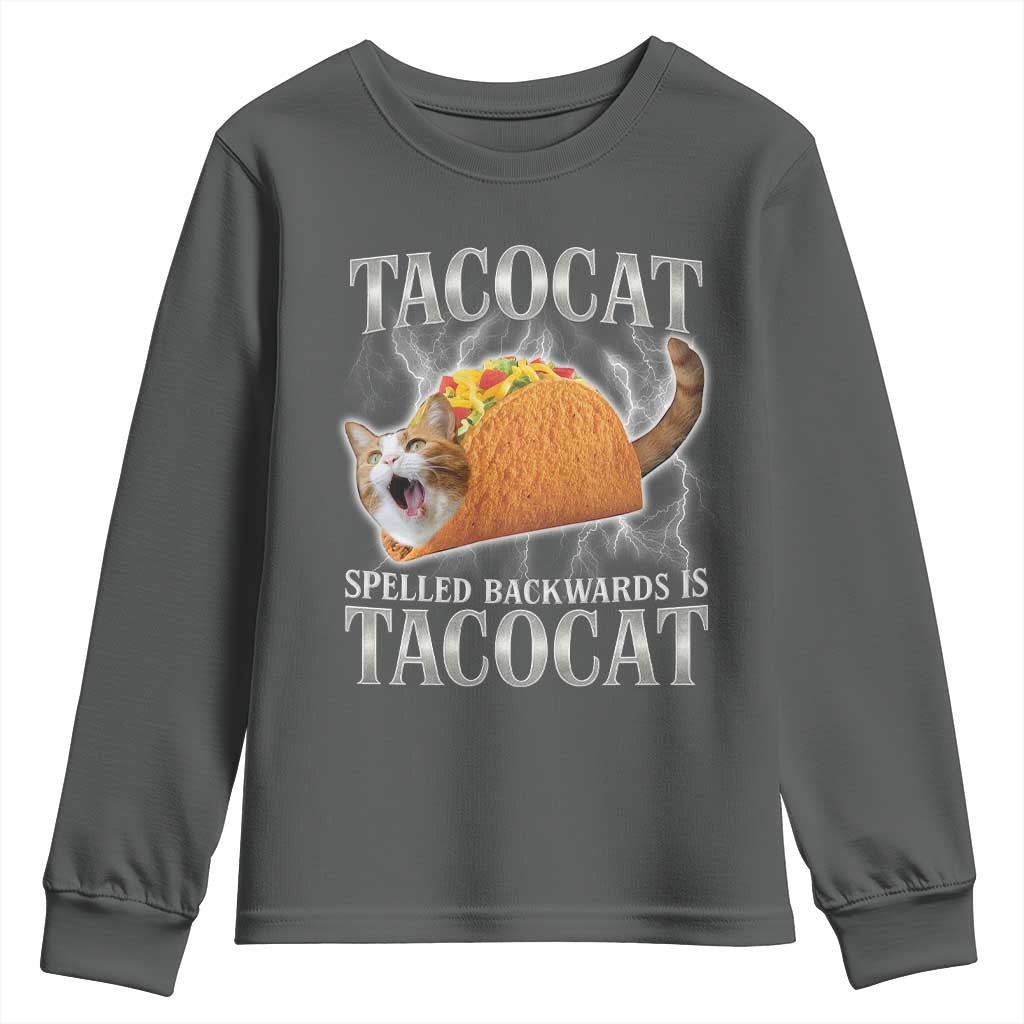 Tacocat Spelled Backwards Is Tacocat Youth Sweatshirt Funny Cat Gift 90s Bootleg - Wonder Print Shop