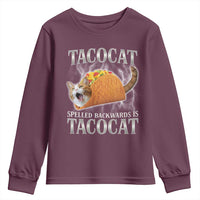 Tacocat Spelled Backwards Is Tacocat Youth Sweatshirt Funny Cat Gift 90s Bootleg - Wonder Print Shop