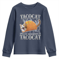 Tacocat Spelled Backwards Is Tacocat Youth Sweatshirt Funny Cat Gift 90s Bootleg - Wonder Print Shop