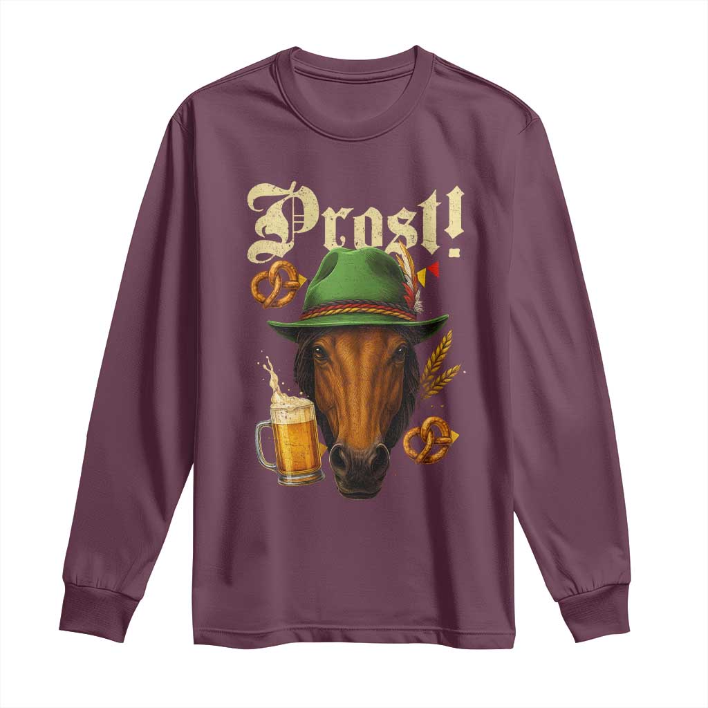 Oktoberfest Horse Long Sleeve Shirt German Octoberfest Beer Prost Drinking - Wonder Print Shop