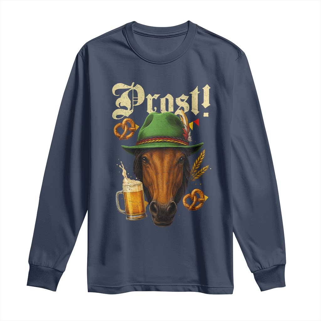 Oktoberfest Horse Long Sleeve Shirt German Octoberfest Beer Prost Drinking - Wonder Print Shop