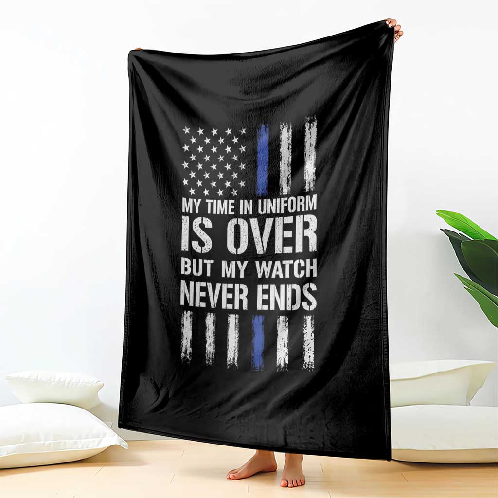 Police Retirement Throw Blanket My Time In Uniform Is Over USA Flag Retied Officer Gifts