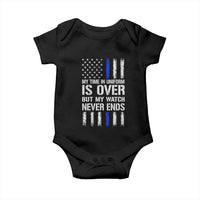 Police Retirement Baby Onesie My Time In Uniform Is Over USA Flag Retied Officer Gifts