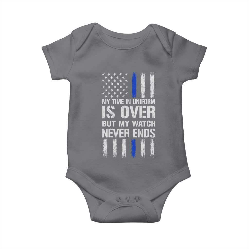 Police Retirement Baby Onesie My Time In Uniform Is Over USA Flag Retied Officer Gifts