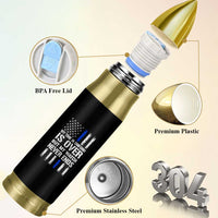 Police Retirement Bullet Tumbler My Time In Uniform Is Over USA Flag Retied Officer Gifts
