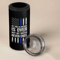 Police Retirement 4 in 1 Can Cooler Tumbler My Time In Uniform Is Over USA Flag Retied Officer Gifts