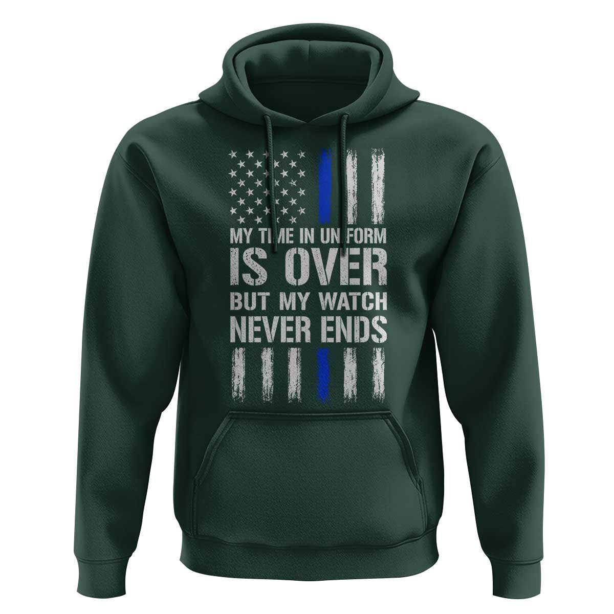Police Retirement Hoodie My Time In Uniform Is Over USA Flag Retied Officer Gifts