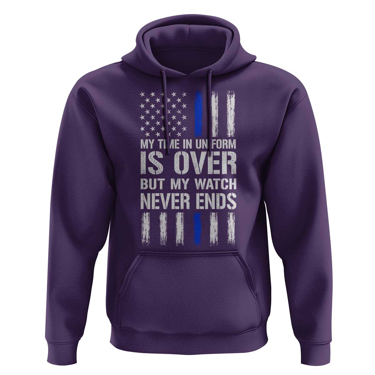 Police Retirement Hoodie My Time In Uniform Is Over USA Flag Retied Officer Gifts