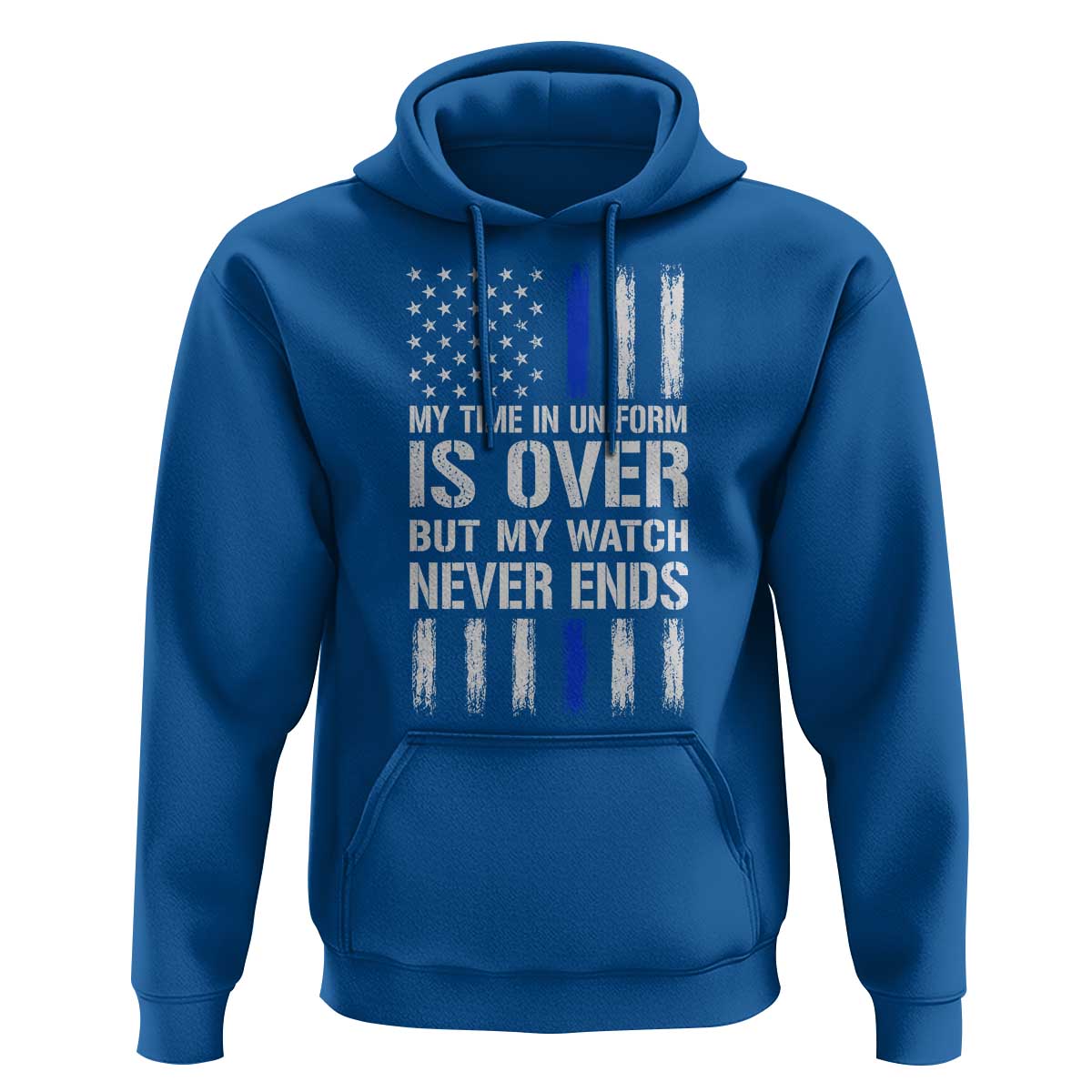 Police Retirement Hoodie My Time In Uniform Is Over USA Flag Retied Officer Gifts