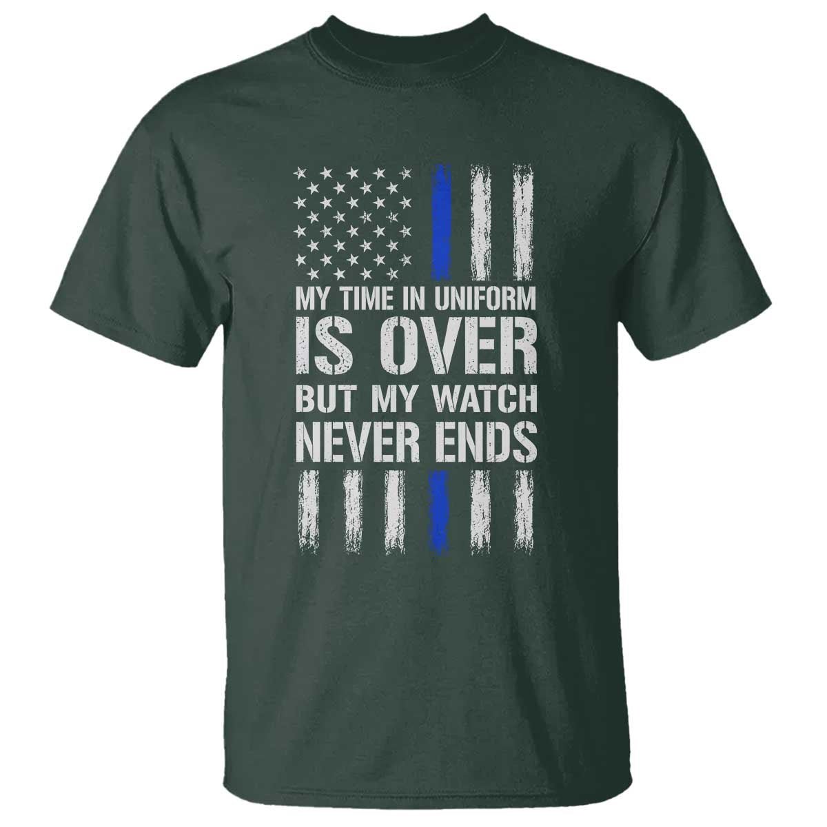 Police Retirement T Shirt My Time In Uniform Is Over USA Flag Retied Officer Gifts