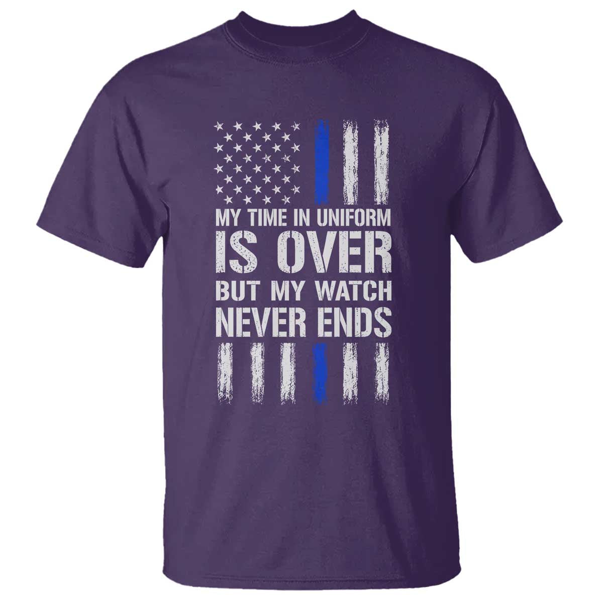 Police Retirement T Shirt My Time In Uniform Is Over USA Flag Retied Officer Gifts