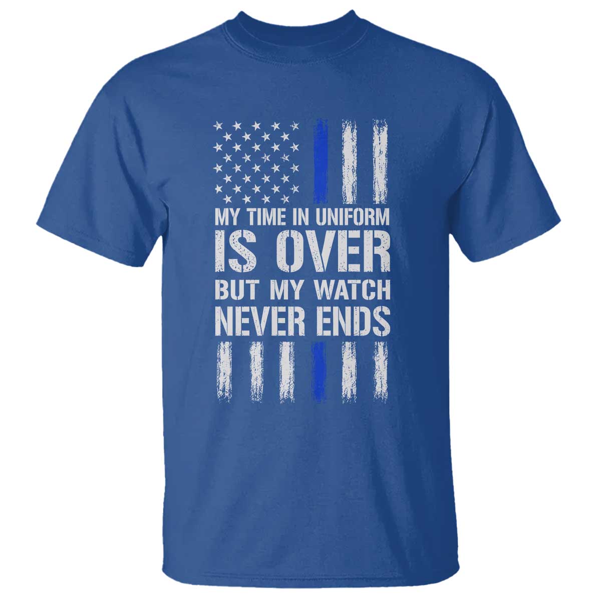 Police Retirement T Shirt My Time In Uniform Is Over USA Flag Retied Officer Gifts