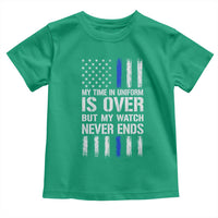 Police Retirement Toddler T Shirt My Time In Uniform Is Over USA Flag Retied Officer Gifts