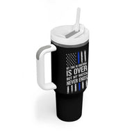Police Retirement Tumbler With Handle My Time In Uniform Is Over USA Flag Retied Officer Gifts