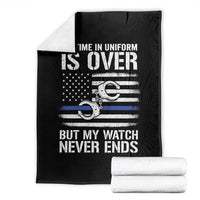 Police Retirement Throw Blanket Handcuffs US Flag Retired Police Graphic