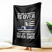 Police Retirement Throw Blanket Handcuffs US Flag Retired Police Graphic