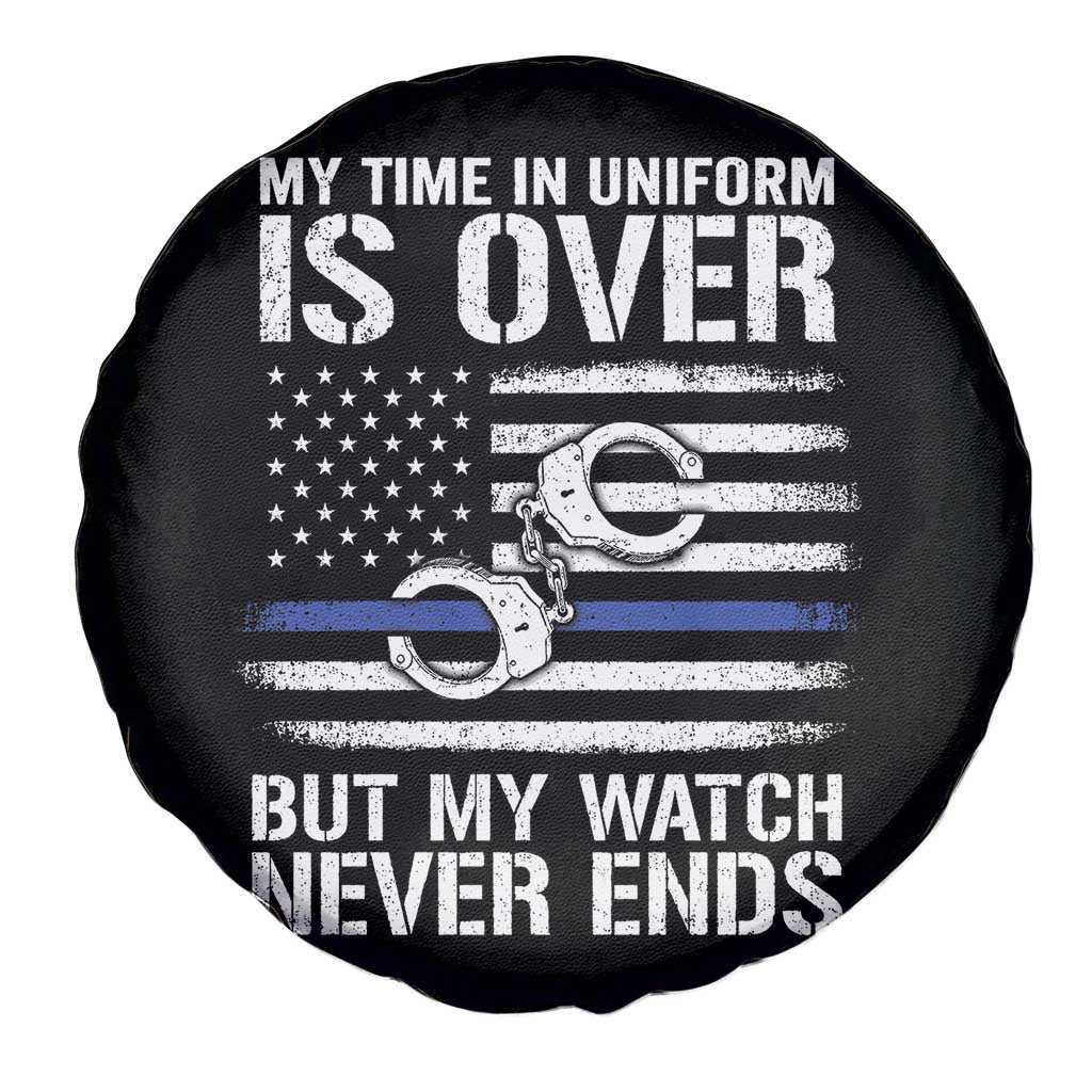 Police Retirement Spare Tire Cover Handcuffs US Flag Retired Police Graphic
