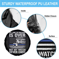 Police Retirement Spare Tire Cover Handcuffs US Flag Retired Police Graphic