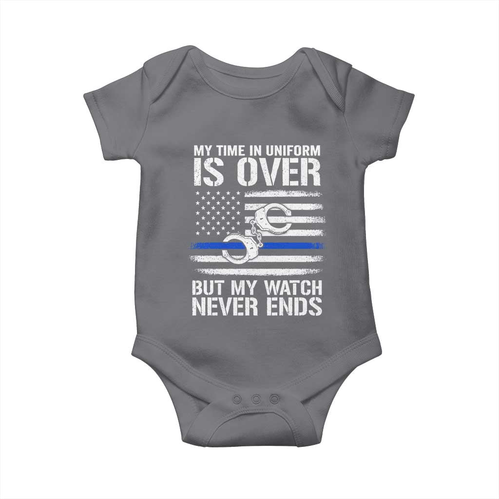 Police Retirement Baby Onesie Handcuffs US Flag Retired Police Graphic