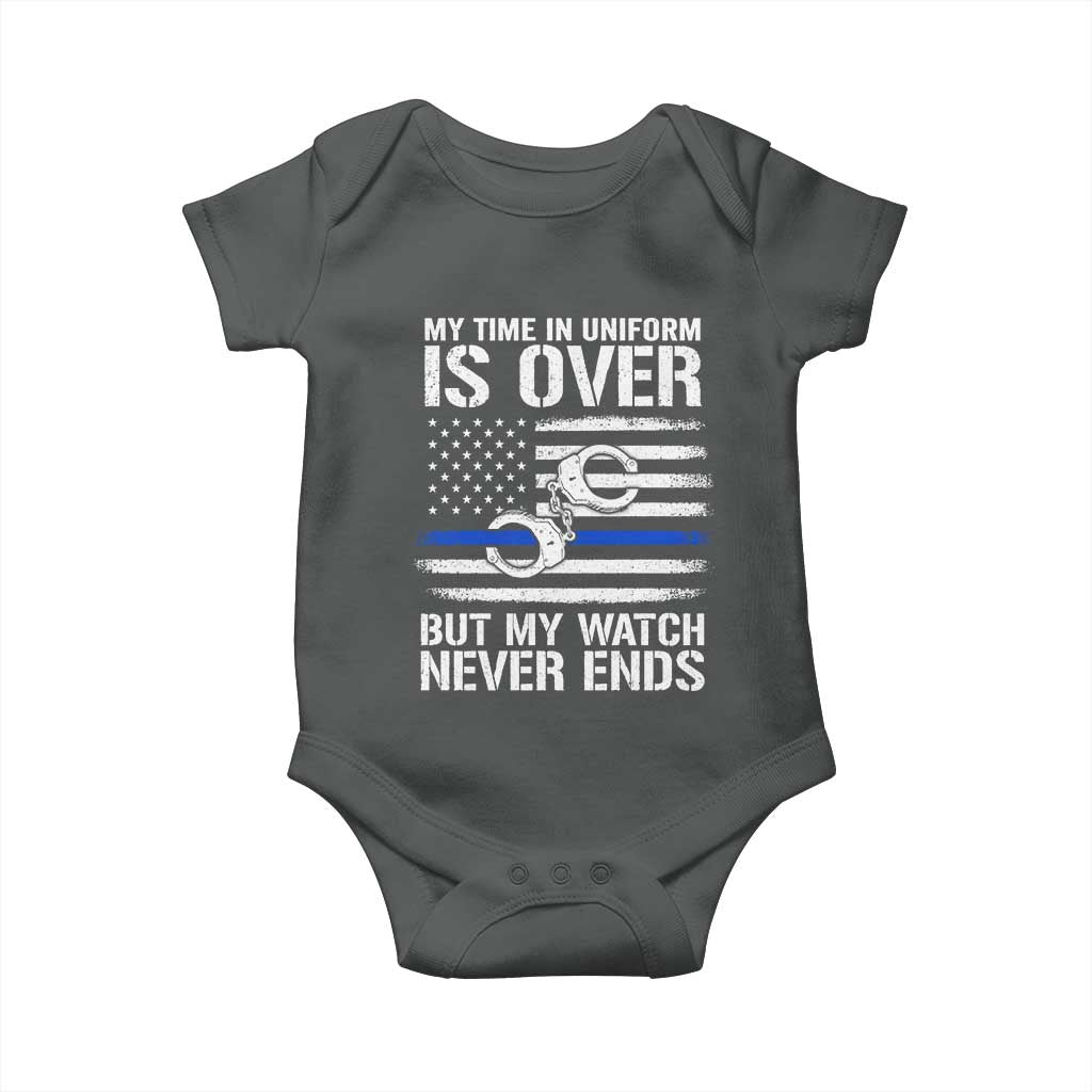 Police Retirement Baby Onesie Handcuffs US Flag Retired Police Graphic