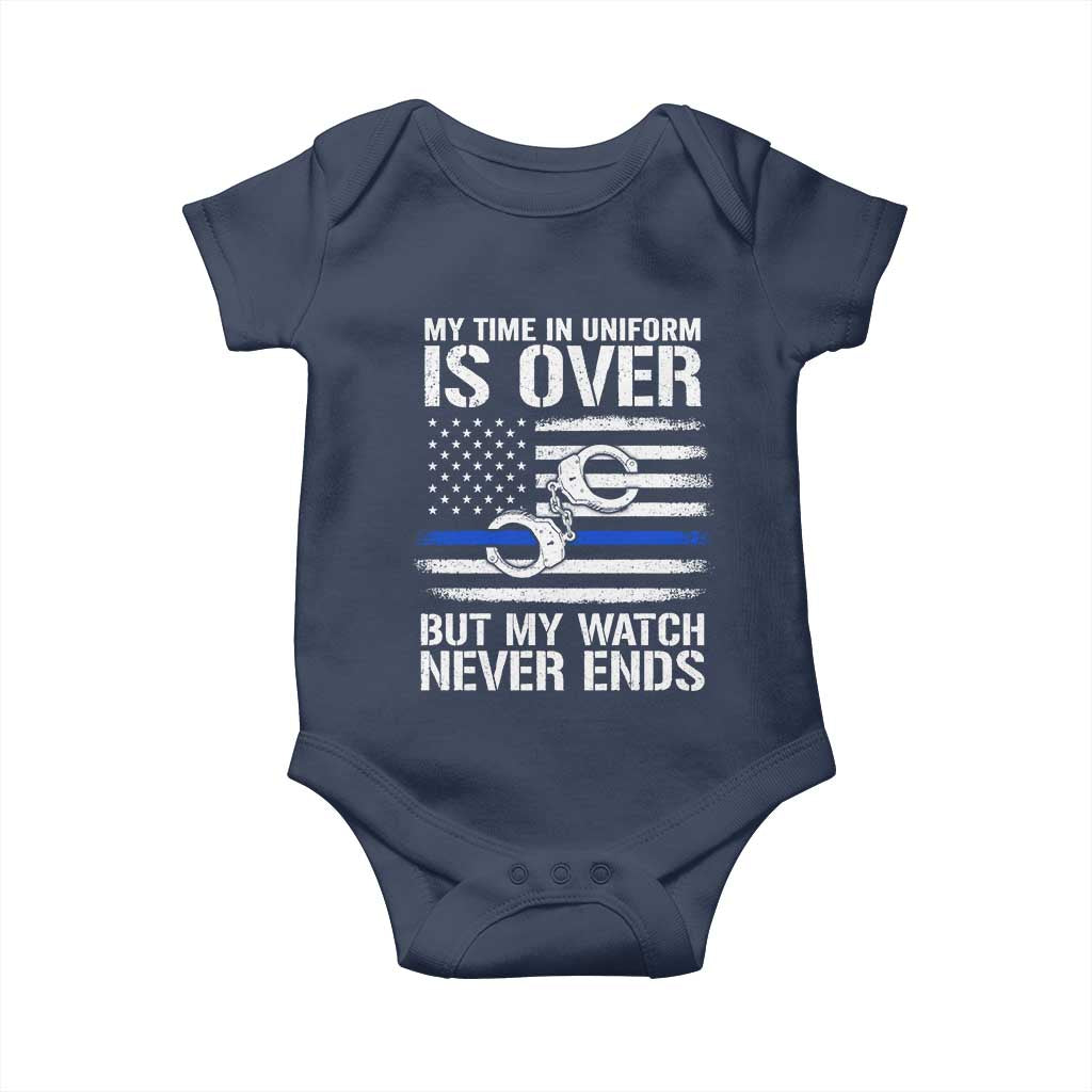 Police Retirement Baby Onesie Handcuffs US Flag Retired Police Graphic