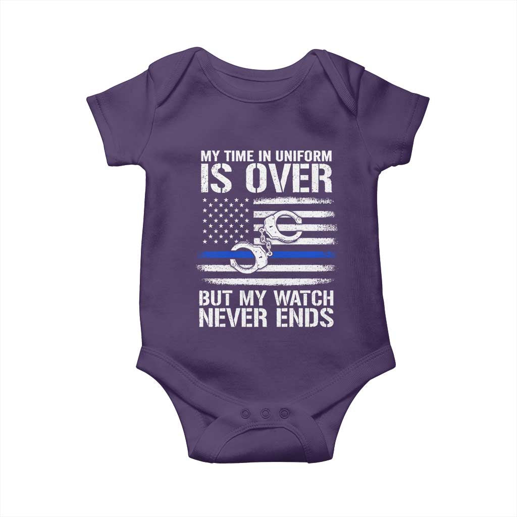Police Retirement Baby Onesie Handcuffs US Flag Retired Police Graphic