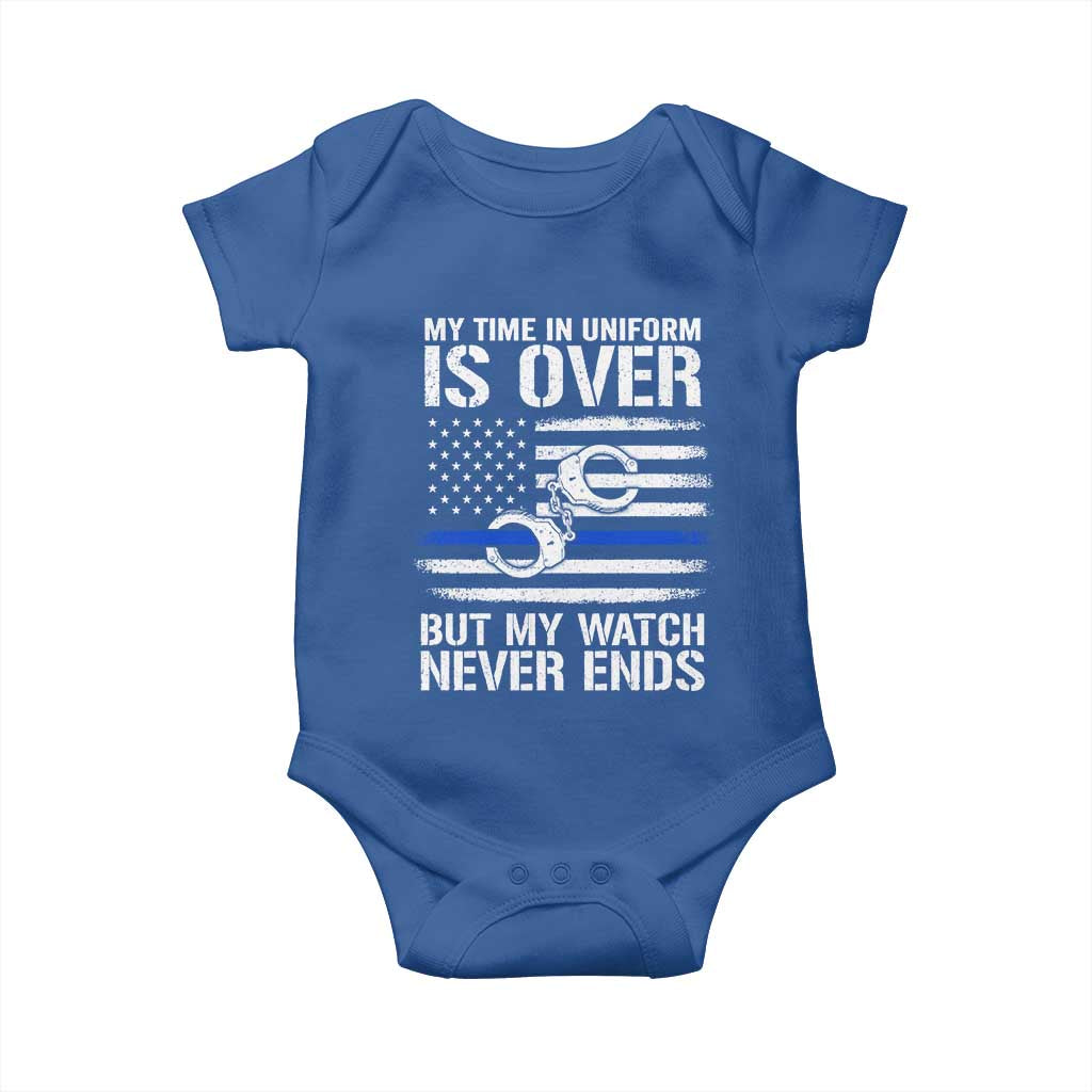 Police Retirement Baby Onesie Handcuffs US Flag Retired Police Graphic