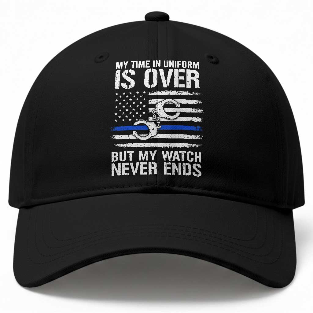 Police Retirement Baseball Cap Handcuffs US Flag Retired Police Graphic